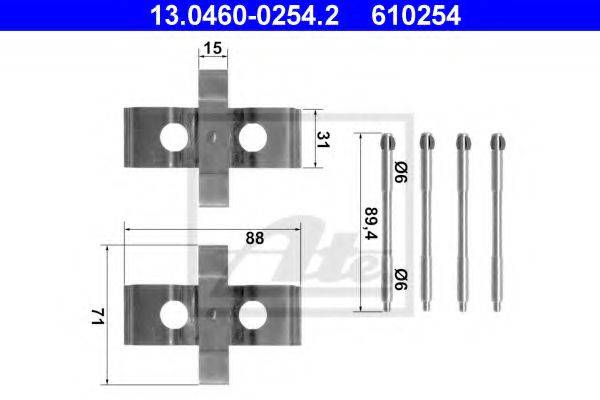 Комплектующие, колодки дискового тормоза ATE 13.0460-0254.2