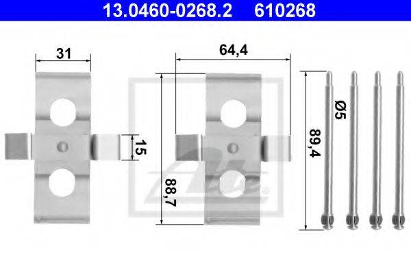 Комплектуючі, колодки дискового гальма ATE 13.0460-0268.2