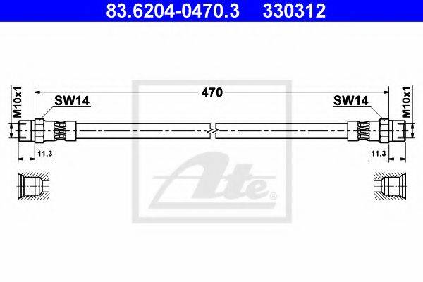 Тормозной шланг ATE 83.6204-0470.3