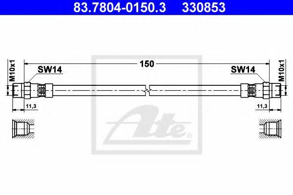 Гальмівний шланг ATE 83.7804-0150.3