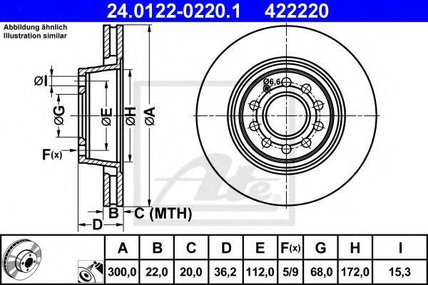 гальмівний диск ATE 24.0122-0220.1