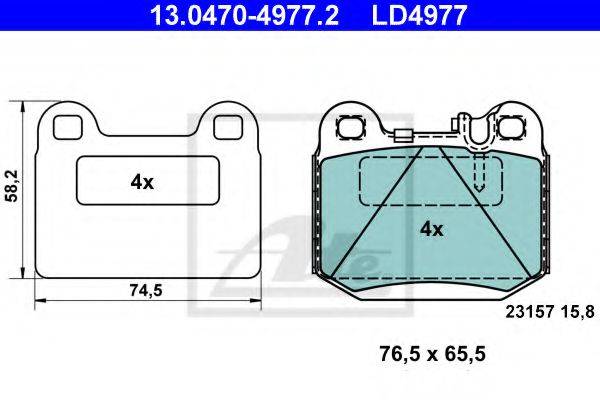 Комплект тормозных колодок, дисковый тормоз ATE 13.0470-4977.2