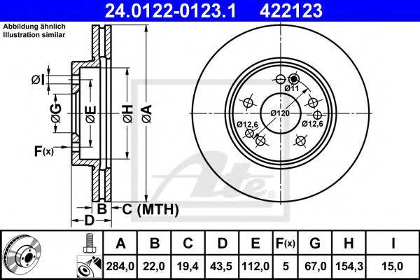 гальмівний диск ATE 24.0122-0123.1
