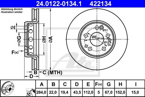 Тормозной диск ATE 24.0122-0134.1