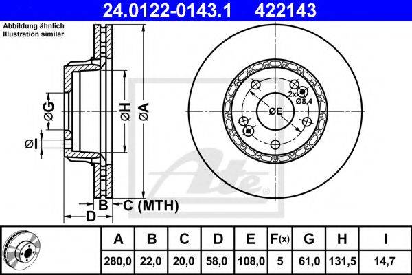 Тормозной диск ATE 24.0122-0143.1