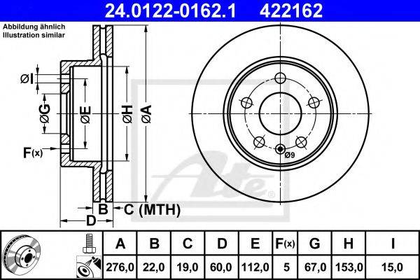 Тормозной диск ATE 24.0122-0162.1