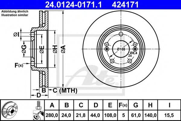 гальмівний диск ATE 24.0124-0171.1