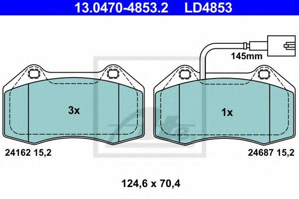 Комплект тормозных колодок, дисковый тормоз ATE 13.0470-4853.2