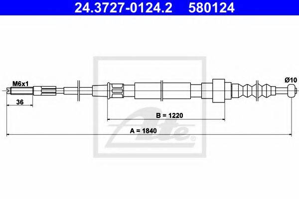 Трос, стояночная тормозная система ATE 24.3727-0124.2