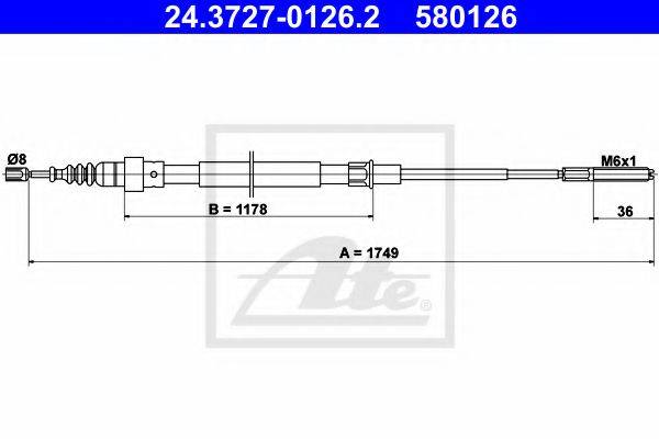 Трос, стояночная тормозная система ATE 24.3727-0126.2
