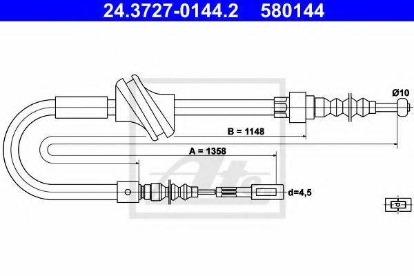 Трос, стоянкова гальмівна система ATE 24.3727-0144.2
