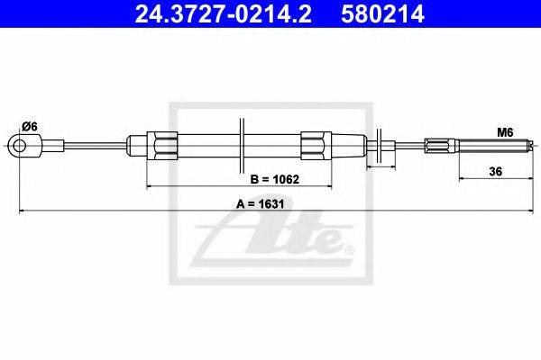 Трос, стояночная тормозная система ATE 24.3727-0214.2