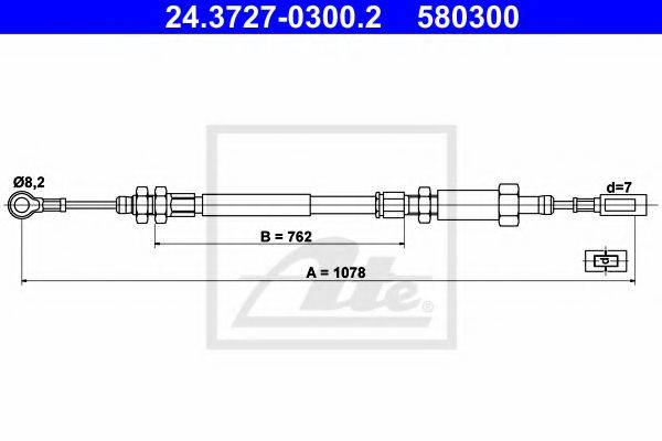 Трос, стоянкова гальмівна система ATE 24.3727-0300.2