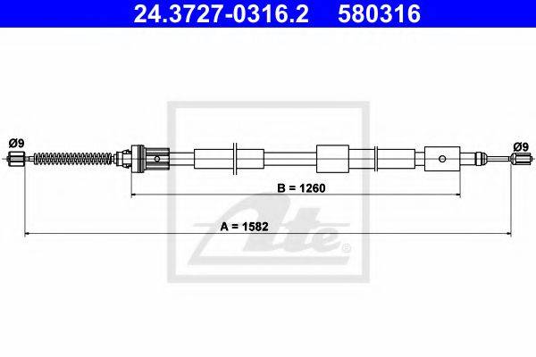 Трос, стояночная тормозная система ATE 24.3727-0316.2