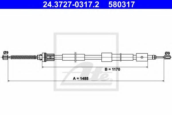 Трос, стояночная тормозная система ATE 24.3727-0317.2