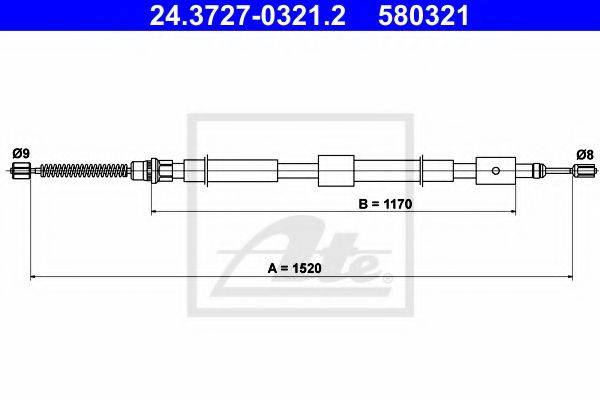 ATE 24372703212 Трос, стояночная тормозная система