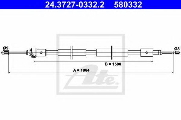 Трос, стояночная тормозная система ATE 24.3727-0332.2