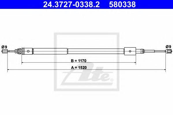 Трос, стояночная тормозная система ATE 24.3727-0338.2