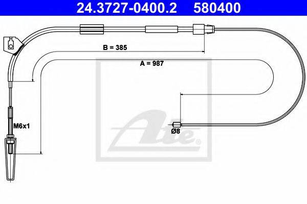 Трос, стоянкова гальмівна система ATE 24.3727-0400.2