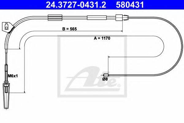 Трос, стоянкова гальмівна система ATE 24.3727-0431.2
