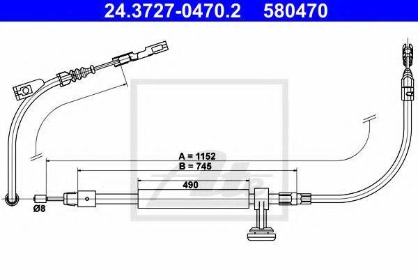 Трос, стояночная тормозная система ATE 24.3727-0470.2