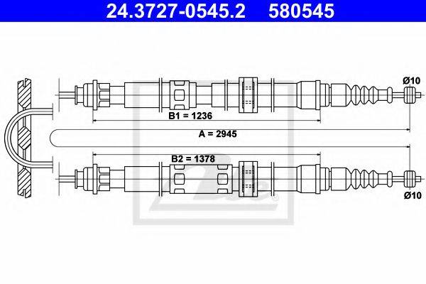 Трос, стоянкова гальмівна система ATE 24.3727-0545.2