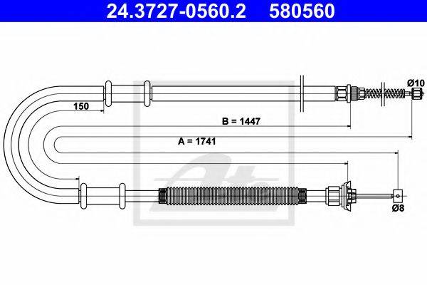 Трос, стояночная тормозная система ATE 24.3727-0560.2