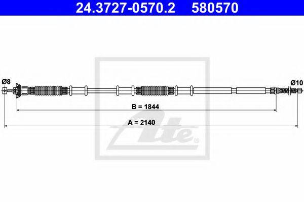 Трос, стояночная тормозная система ATE 24.3727-0570.2