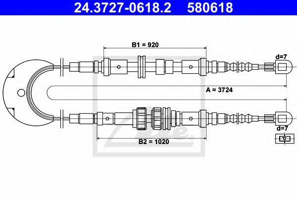 Трос, стоянкова гальмівна система ATE 24.3727-0618.2