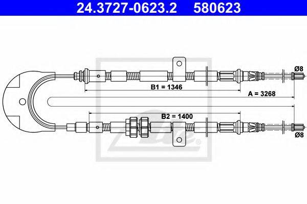 Трос, стоянкова гальмівна система ATE 24.3727-0623.2