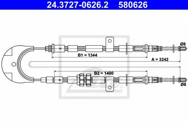 Трос, стоянкова гальмівна система ATE 24.3727-0626.2