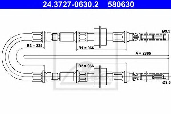 Трос, стояночная тормозная система ATE 24.3727-0630.2