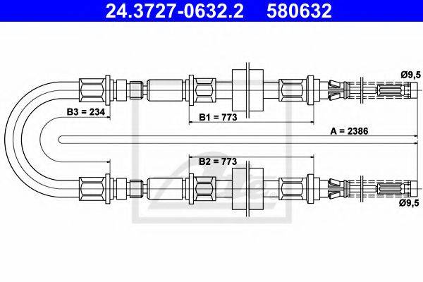 Трос, стояночная тормозная система ATE 24.3727-0632.2