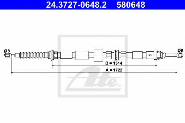 Трос, стоянкова гальмівна система ATE 24.3727-0648.2