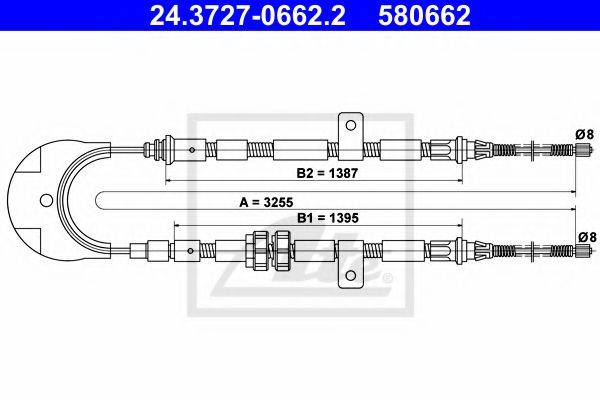 Трос, стоянкова гальмівна система ATE 24.3727-0662.2