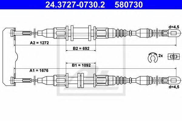 Трос, стоянкова гальмівна система ATE 24.3727-0730.2