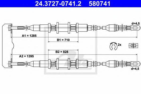 Трос, стоянкова гальмівна система ATE 24.3727-0741.2