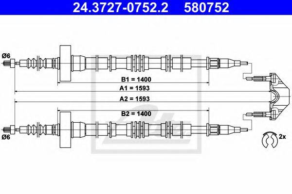 Трос, стоянкова гальмівна система ATE 24.3727-0752.2
