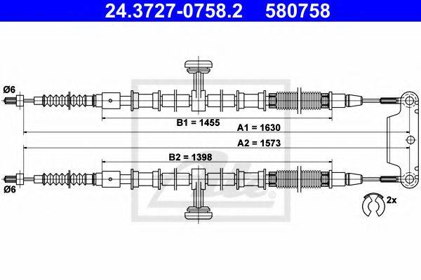 Трос, стоянкова гальмівна система ATE 24.3727-0758.2