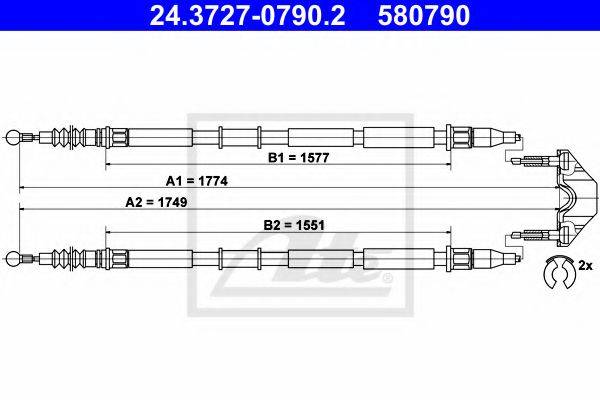 Трос, стоянкова гальмівна система ATE 24.3727-0790.2