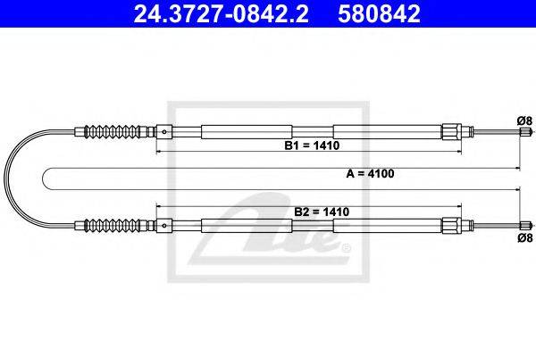 Трос, стоянкова гальмівна система ATE 24.3727-0842.2