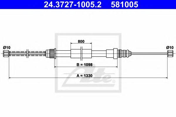 Трос, стояночная тормозная система ATE 24.3727-1005.2