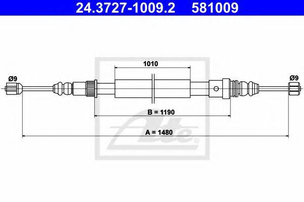 Трос, стояночная тормозная система ATE 24.3727-1009.2