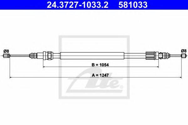 Трос, стоянкова гальмівна система ATE 24.3727-1033.2