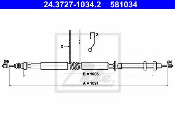 Трос, стоянкова гальмівна система ATE 24.3727-1034.2