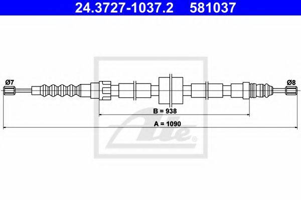 Трос, стояночная тормозная система ATE 24.3727-1037.2