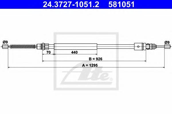 Трос, стояночная тормозная система ATE 24.3727-1051.2