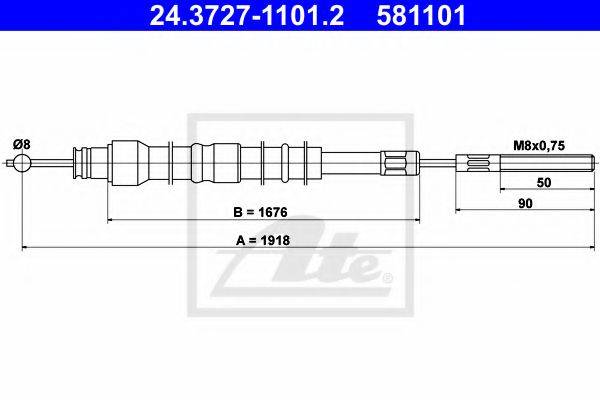 Трос, стоянкова гальмівна система ATE 24.3727-1101.2