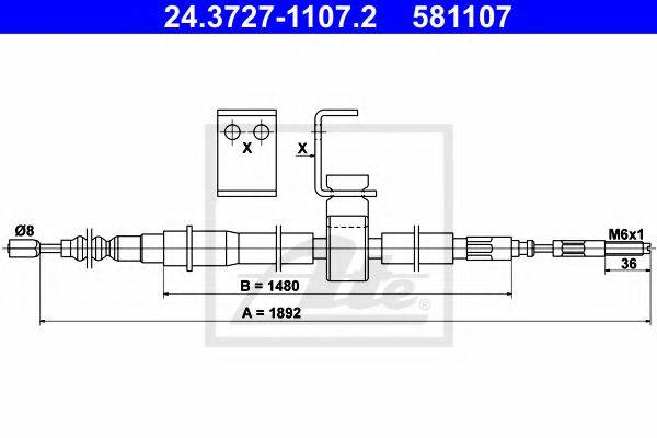 Трос, стояночная тормозная система ATE 24.3727-1107.2