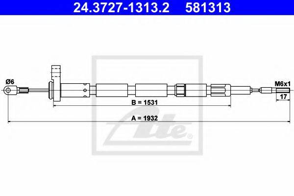 Трос, стоянкова гальмівна система ATE 24.3727-1313.2